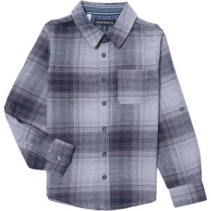 Silver Jeans Co. Boys Long Sleeve Plaid Flannel Shirt(Grey)
