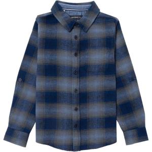 Silver Jeans Co. Boys Long Sleeve Plaid Flannel Shirt(Navy)