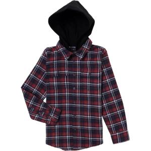 Silver Jeans Co. Boys Long Sleeve Plaid Flannel Shirt(Red)