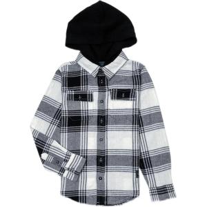 Silver Jeans Co. Boys Long Sleeve Plaid Flannel Shirt(White)