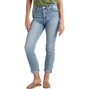 Silver Jeans Co. Women’s 90s Boyfriend High Rise Slim Leg Jeans-Legacy(Med Wash Eoe224)