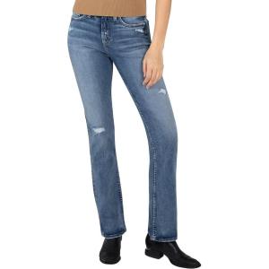 Silver Jeans Co. Women’s Avery High Rise Curvy Fit Slim Bootcut Jeans(Distressed Medium Shade)