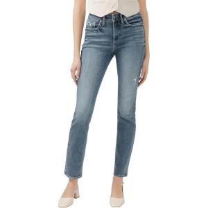 Silver Jeans Co. Womens Avery High Rise Curvy Fit Straight Leg Jeans(Indigo)