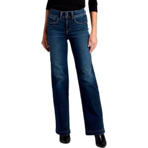 Silver Jeans Co. Womens Avery High Rise Curvy Fit Trouser Jeans(Blue)