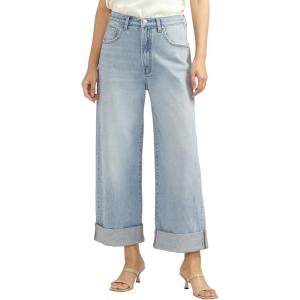 Silver Jeans Co. Women’s Baggy Mid Rise Wide Leg Cropped Jeans-Legacy(Indigo)