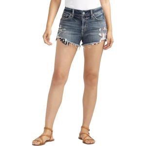 Silver Jeans Co. Womens Boyfriend Mid Rise Short(Blue)