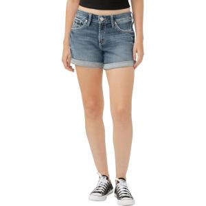 Silver Jeans Co. Womens Boyfriend Mid Rise Short(Dark Wash)