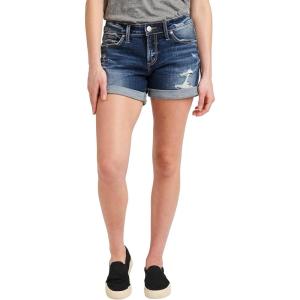 Silver Jeans Co. Womens Boyfriend Mid Rise Short(Dark Wash Ecf428)