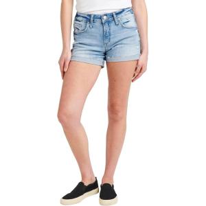 Silver Jeans Co. Womens Boyfriend Mid Rise Short(Light Wash Eaf172)