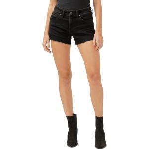 Silver Jeans Co. Womens Boyfriend Mid Rise Short(Luxe Stretch Black)