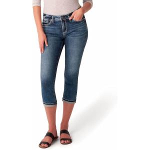 Silver Jeans Co. Women’s Elyse Mid Rise Comfort Fit Capri Jeans(Dark Power Stretch)