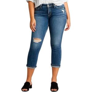 Silver Jeans Co. Women’s Elyse Mid Rise Comfort Fit Capri Jeans(Power Stretch Medium)