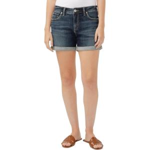 Silver Jeans Co. Womens Elyse Mid Rise Comfort Fit Short(Luxe Stretch Dark Indigo)