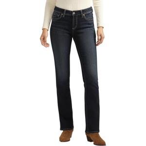 Silver Jeans Co. Womens Elyse Mid Rise Comfort Fit Slim Bootcut Jeans(Dark Indigo)