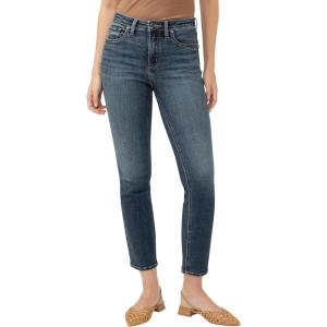 Silver Jeans Co. Women’s Most Wanted Mid Rise Straight Leg Crop Jeans(Dark Indigo Cropped)