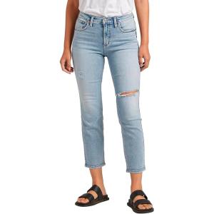 Silver Jeans Co. Women’s Most Wanted Mid Rise Straight Leg Crop Jeans(Light Wash Ecf139)