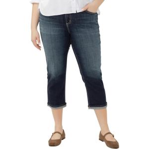 Silver Jeans Co. Womens Plus Size Avery High Rise Curvy Fit Capri Jeans(Luxe Stretch Dark Indigo)