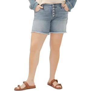 Silver Jeans Co. Womens Plus Size Boyfriend Mid Rise Short(Dark Indigo)