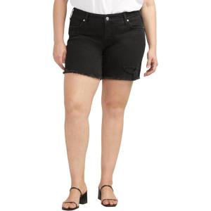 Silver Jeans Co. Womens Plus Size Boyfriend Mid Rise Short(Dark Wash Boa534)