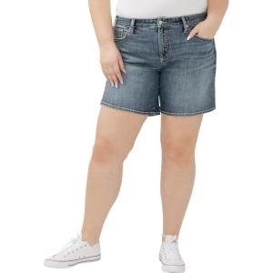 Silver Jeans Co. Womens Plus Size Boyfriend Mid Rise Short(Luxe Stretch Glory)