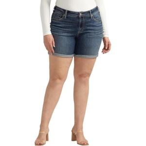 Silver Jeans Co. Womens Plus Size Boyfriend Mid Rise Short(Med Wash Cvs376)