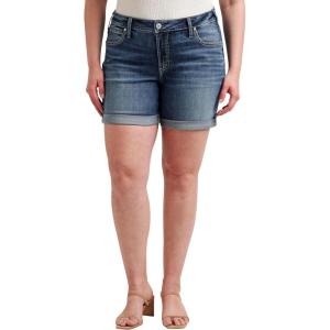 Silver Jeans Co. Womens Plus Size Boyfriend Mid Rise Short(Med Wash Cvs383)