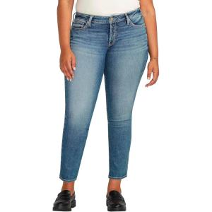 Silver Jeans Co. Women’s Plus Size Britt Low Rise Curvy Fit Straight Leg Jeans(Med Wash Epx316)