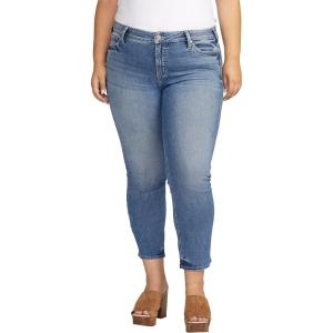 Silver Jeans Co. Women’s Plus Size Elyse Mid Rise Comfort Fit Straight Crop Jeans(Indigo Cropped)