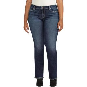 Silver Jeans Co. Womens Plus Size Elyse Mid Rise Slim Bootcut Jeans(Dark Wash Ecf486)