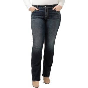 Silver Jeans Co. Womens Plus Size Elyse Mid Rise Slim Bootcut Jeans(Dark Wash Edb423)