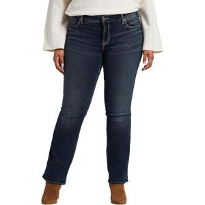 Silver Jeans Co. Womens Plus Size Elyse Mid Rise Slim Bootcut Jeans(Dark Wash Edb445)