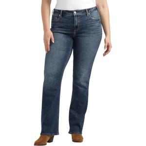 Silver Jeans Co. Womens Plus Size Elyse Mid Rise Slim Bootcut Jeans(Indigo)