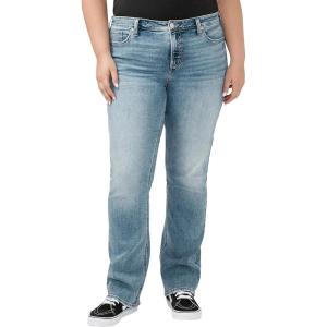 Silver Jeans Co. Womens Plus Size Elyse Mid Rise Slim Bootcut Jeans(Med Wash)
