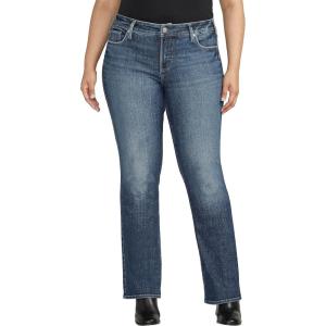 Silver Jeans Co. Womens Plus Size Elyse Mid Rise Slim Bootcut Jeans(Med Wash Eae366)
