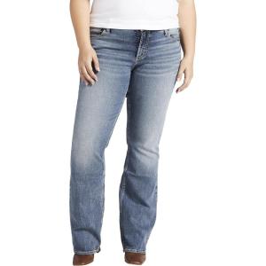Silver Jeans Co. Womens Plus Size Elyse Mid Rise Slim Bootcut Jeans(Med Wash Edb257)