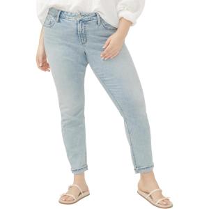 Silver Jeans Co. Womens Plus Size Girlfriend Mid Rise Slim Leg Jeans(Indigo)