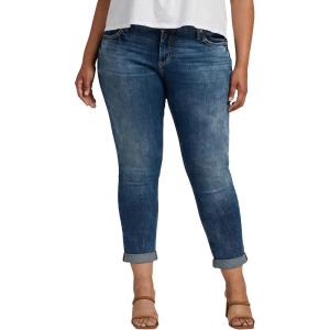 Silver Jeans Co. Women’s Plus Size Girlfriend Mid Rise Slim Leg Jeans-Legacy(Blue)