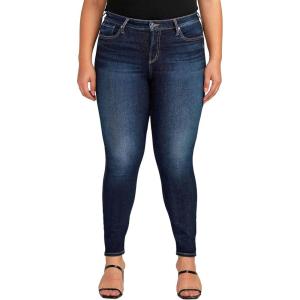 Silver Jeans Co. Women’s Plus Size Infinite Fit Mid Rise Skinny Leg Jeans(Dark Wash Inf487)
