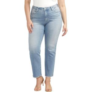 Silver Jeans Co. Womens Plus Size Isbister High Rise Straight Leg Jeans(Med Wash Scv288)