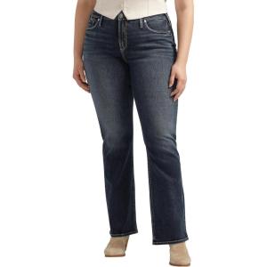 Silver Jeans Co. Womens Plus Size Suki Mid Rise Curvy Fit Bootcut Jeans(Indigo)