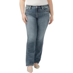 Silver Jeans Co. Womens Plus Size Suki Mid Rise Curvy Fit Bootcut Jeans(Med Wash Ecf234)