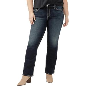 Silver Jeans Co. Womens Plus Size Suki Mid Rise Curvy Fit Bootcut Jeans(Two Steppin)