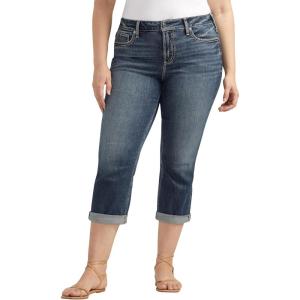 Silver Jeans Co. Women’s Plus Size Suki Mid Rise Curvy Fit Capri Jeans(Indigo)