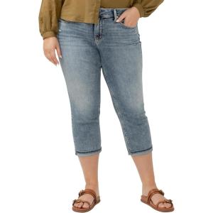 Silver Jeans Co. Womens Plus Size Suki Mid Rise Curvy Fit Capri Jeans(Luxe Stretch Indigo)