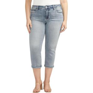 Silver Jeans Co. Women’s Plus Size Suki Mid Rise Curvy Fit Capri Jeans(Med Wash Cvs268)