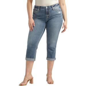Silver Jeans Co. Womens Plus Size Suki Mid Rise Curvy Fit Capri Jeans(Med Wash Cvs305)