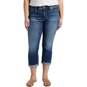 Silver Jeans Co. Womens Plus Size Suki Mid Rise Curvy Fit Capri Jeans(Med Wash Scv389)