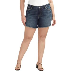 Silver Jeans Co. Womens Plus Size Suki Mid Rise Curvy Fit Short(Dark Wash Cvs403)