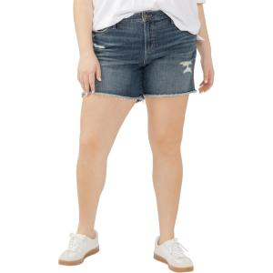 Silver Jeans Co. Womens Plus Size Suki Mid Rise Curvy Fit Short(Luxe Stretch Dark Indigo)