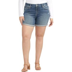 Silver Jeans Co. Womens Plus Size Suki Mid Rise Curvy Fit Short(Med Wash Ekc381)